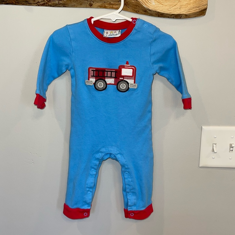 Three Sisters Firetruck Romper 12M